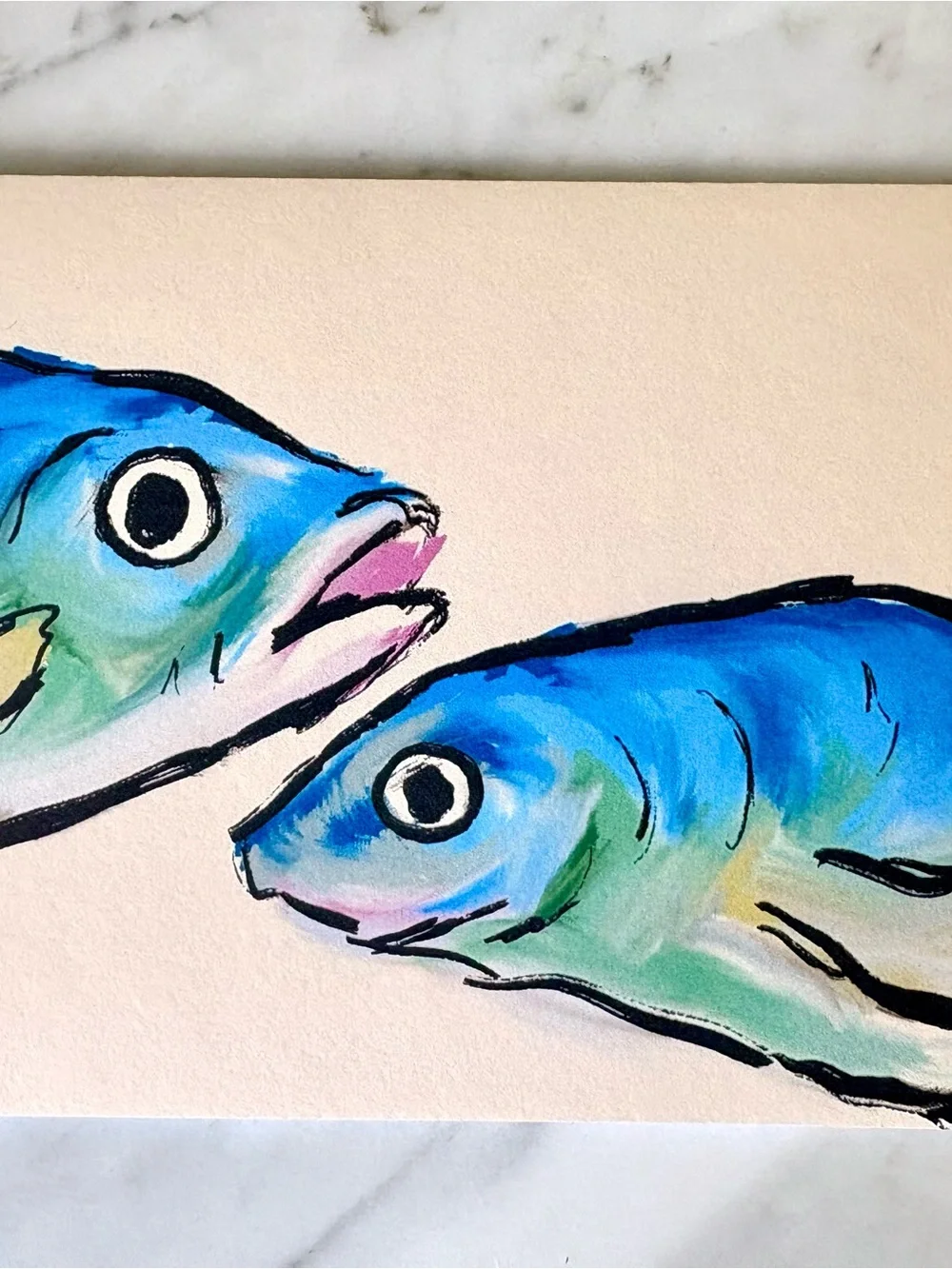 Blue Fish Notecard Set of 6 | Blank Note Cards with Envelopes | Original Art